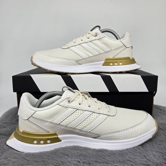 New adidas S2G 24 Leather Spikeless Golf Off White Gold Women's Shoes Size 6.5 - Picture 6 of 8